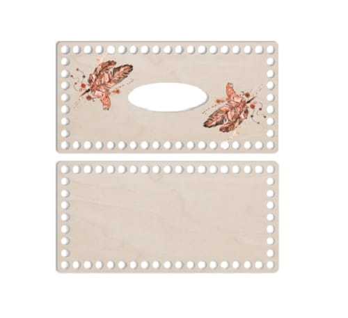 BSZ353-UV Baza chustecznika  z nadrukiem - pióra brązowe