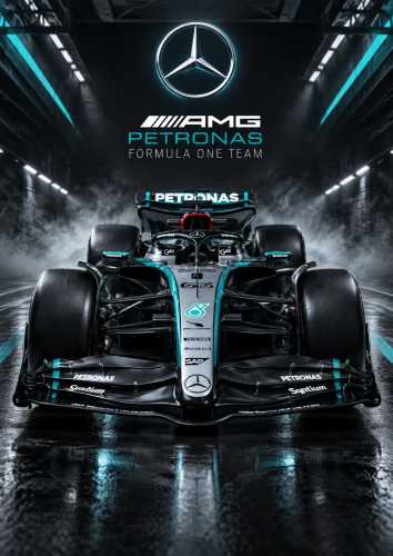 Plakat  pion - czarny bolid Formuły 1
