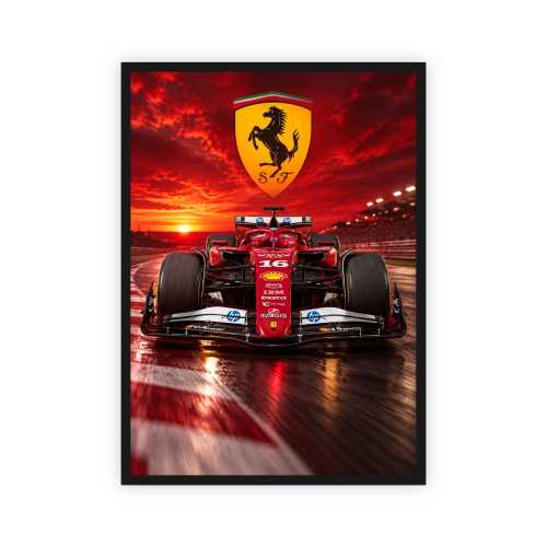 Plakat Ferrari F1 czerwony bolid nr 16 pion